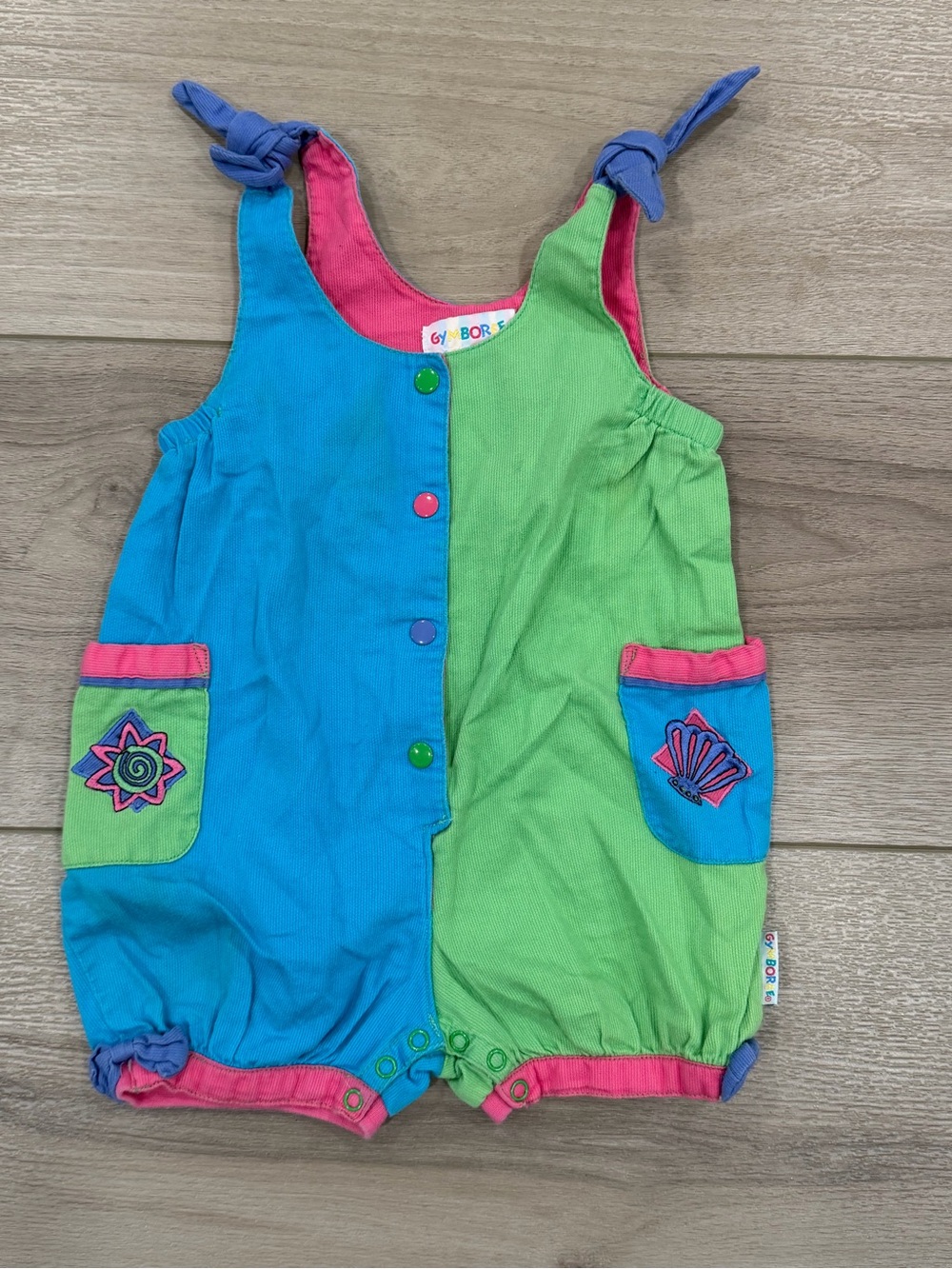 Vintage 90s Gymboree Rainbow Tag Colorblock Sun Shell Romper One-Piece Size XS